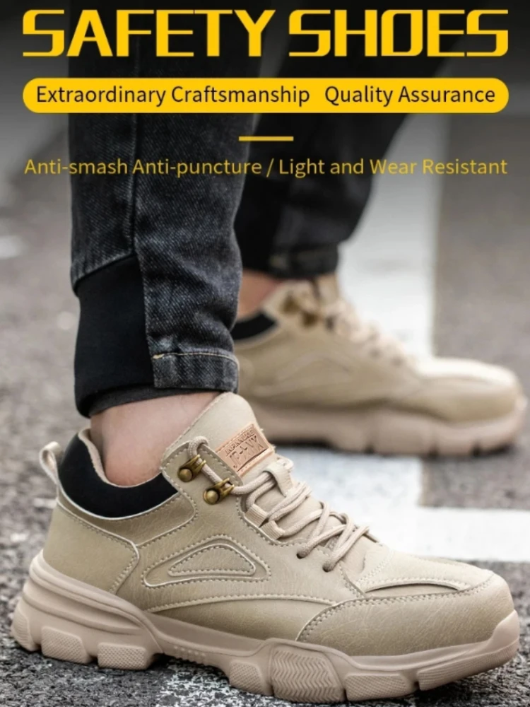 Men Work Shoes Steel Toe Cap Safety Boots European Standard Anti-smash Anti-puncture Men Shoes Light Waterproof Safety Shoes