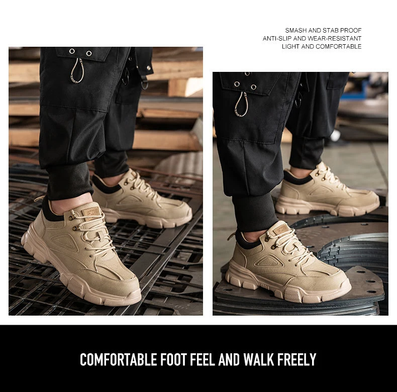 Men Work Shoes Steel Toe Cap Safety Boots European Standard Anti-smash Anti-puncture Men Shoes Light Waterproof Safety Shoes