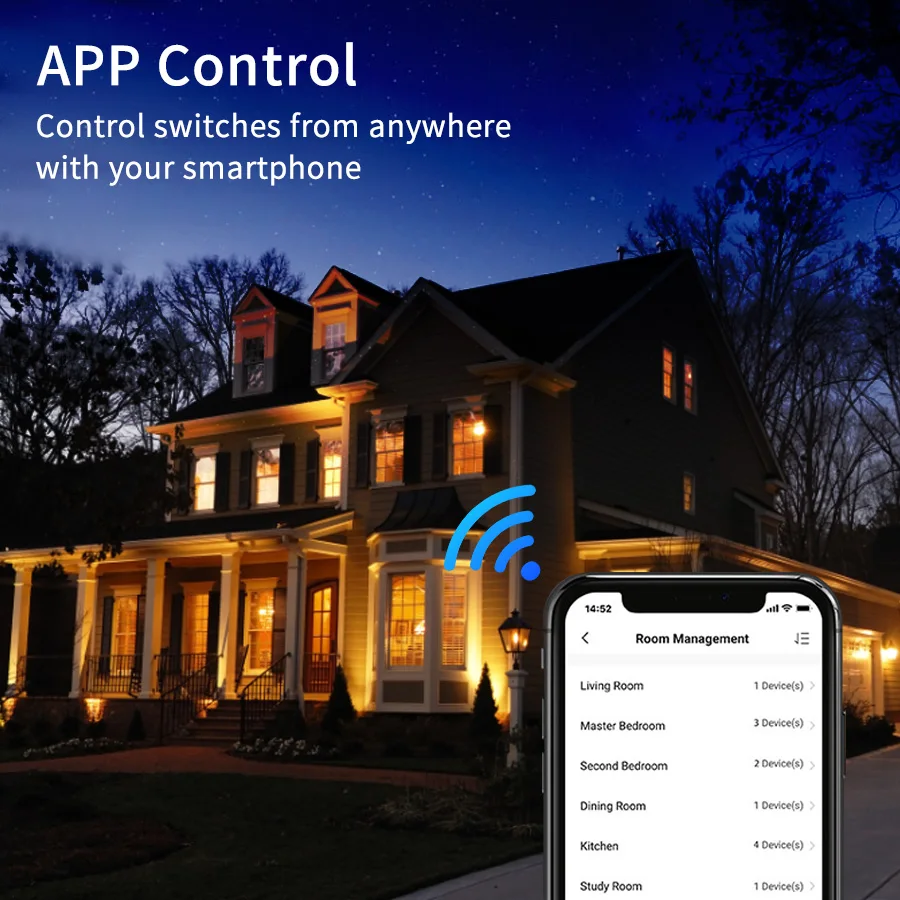 US WiFi Smart Wall Switch Touch Sensor LED Light Switches RF433 1/2/3/4 Gang Works with Tuya Smart Home APP Alexa Google Home