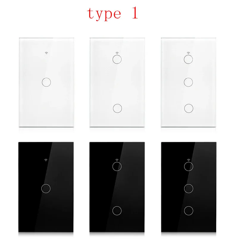 US WiFi Smart Wall Switch Touch Sensor LED Light Switches RF433 1/2/3/4 Gang Works with Tuya Smart Home APP Alexa Google Home