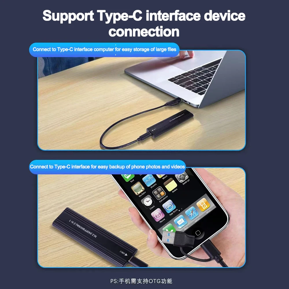 M2 SSD Case NVME SATA Dual Protocol M.2 to USB Type C SSD Enclosure Adapter NVME SATA SSD Disk Box Supports M Keys and B&M Keys