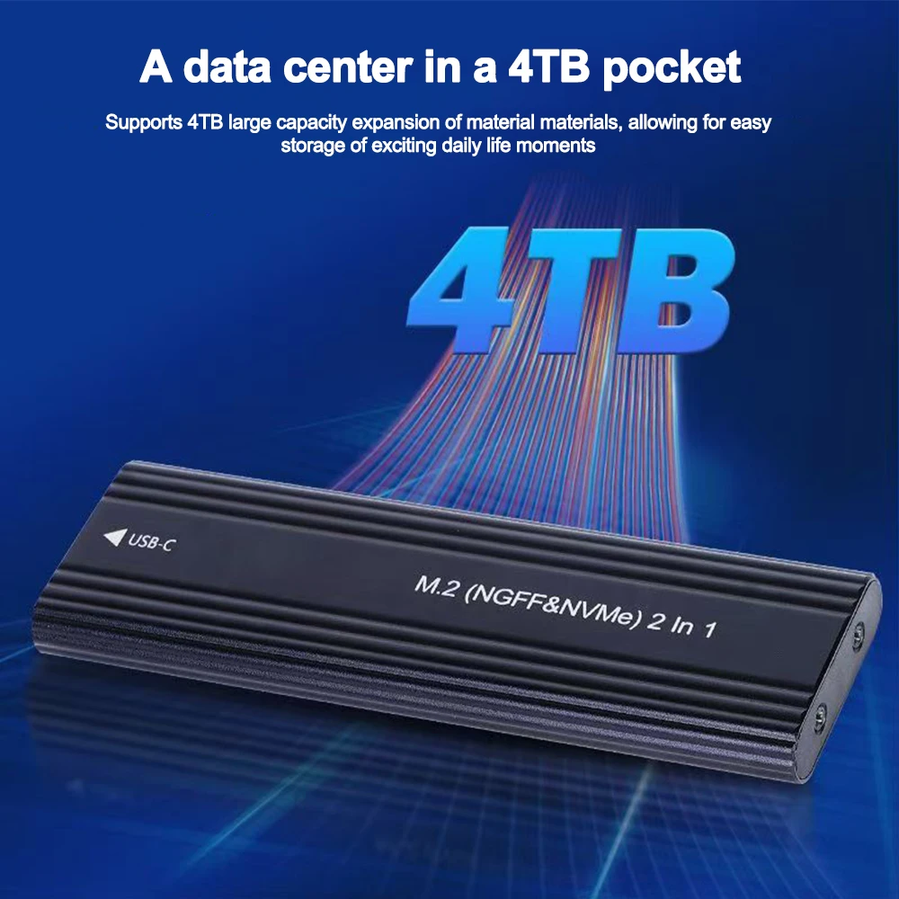 M2 SSD Case NVME SATA Dual Protocol M.2 to USB Type C SSD Enclosure Adapter NVME SATA SSD Disk Box Supports M Keys and B&M Keys