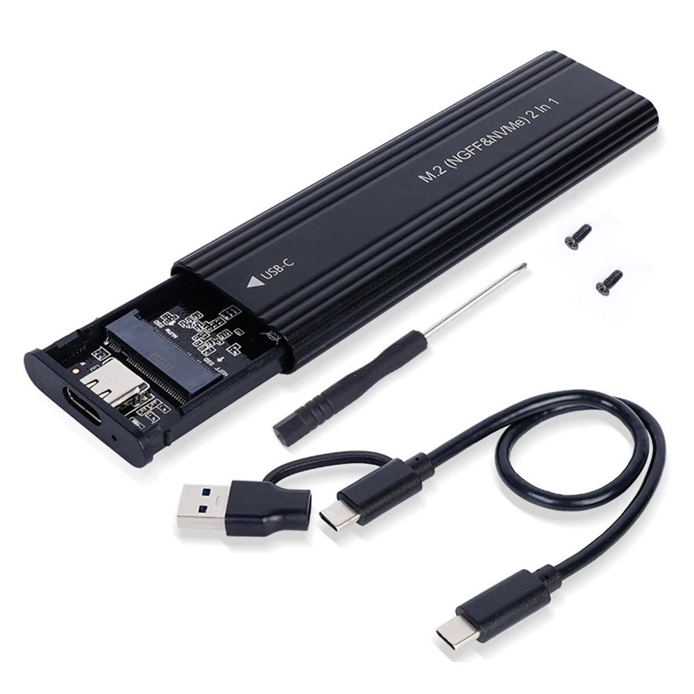 M2 SSD Case NVME SATA Dual Protocol M.2 to USB Type C SSD Enclosure Adapter NVME SATA SSD Disk Box Supports M Keys and B&M Keys