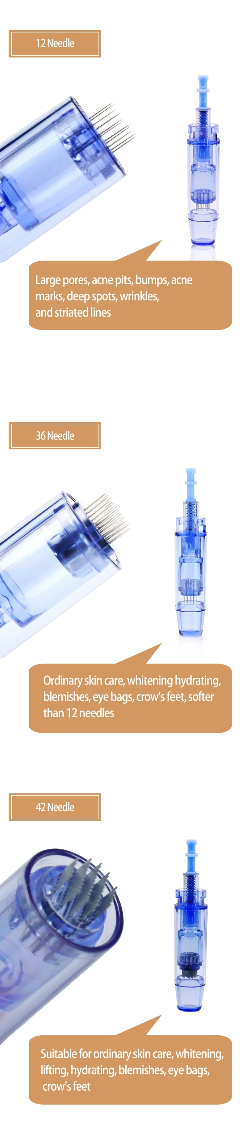 10Pcs Dermapen Nano Needles Microneedling Bayonet Tattoo Removal 9 12 24 36 42pin Cartridge Needle For A1 Disposable Replacement