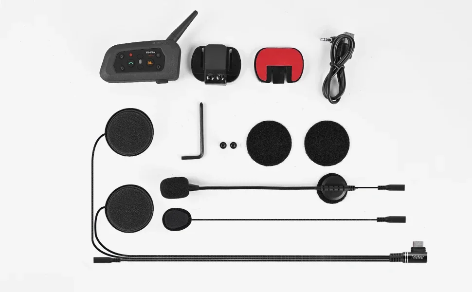 XiNowy V6 Plus Motorcycle Helmet Bluetooth Headset IP65 Waterproof 2 Intercom Modes Noise Reduction Type-C Multi-group Chat MP3