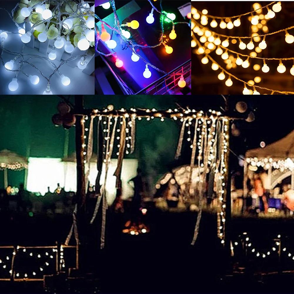 Garland Lights Outdoor Lamp Wedding Garden Fairy Lights Christmas Decoration 10M USB/Battery Power Ball LED String Lights