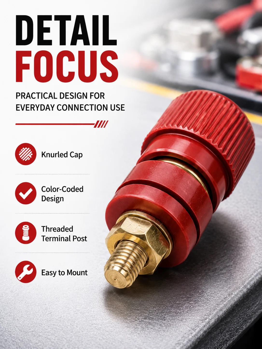 2pcs/Set 6mm 8mm Battery Terminal Connector Kit, Remote Power Junction Post for Car Auto Accessories