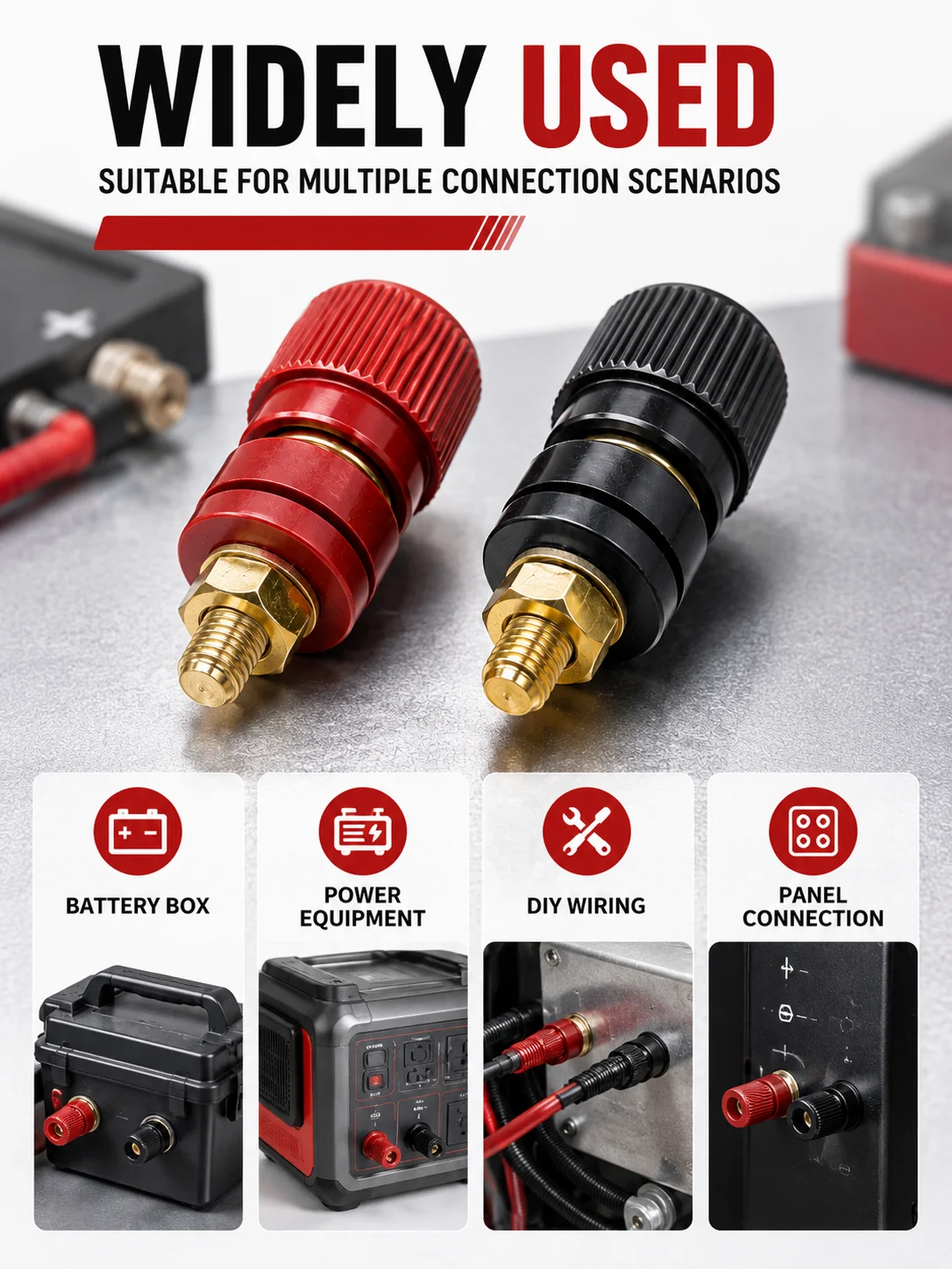 2pcs/Set 6mm 8mm Battery Terminal Connector Kit, Remote Power Junction Post for Car Auto Accessories