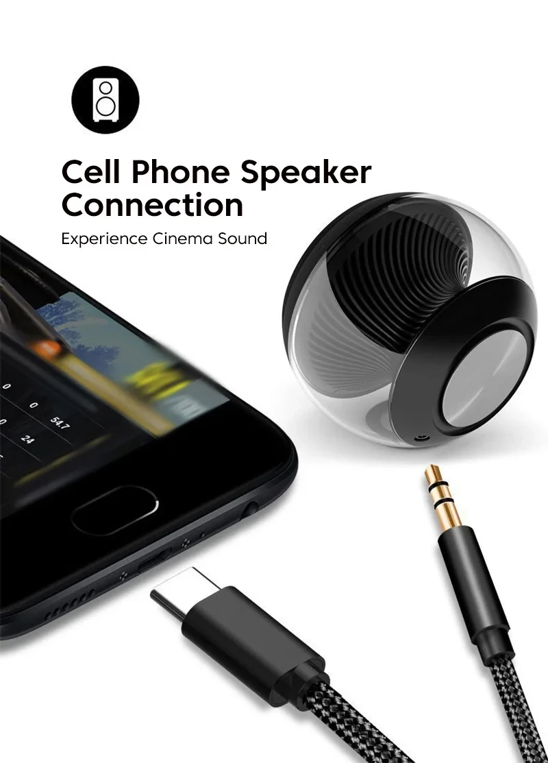 NNBILI Type C To 3.5mm Aux Audio Cable Headset Speaker Headphone Jack Adapter Car Aux for Samsung S25 Note 20 S26 Ultra Tab S7