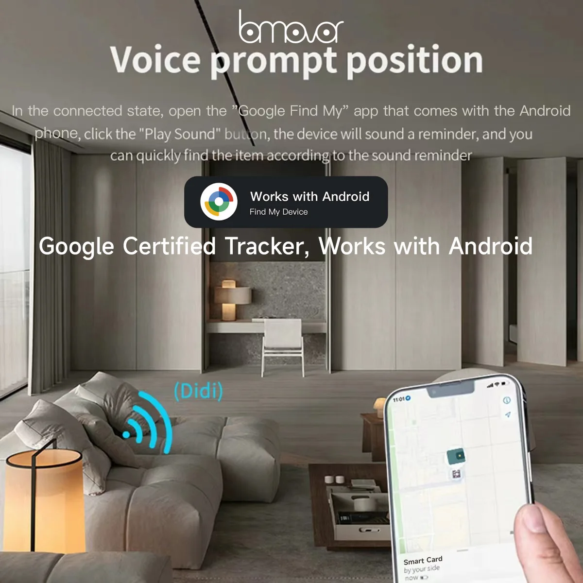 Android Wireless Charging Tracking Location Wallet Tracker Card - Waterproof GPS Locator Compatible with Google Find My App