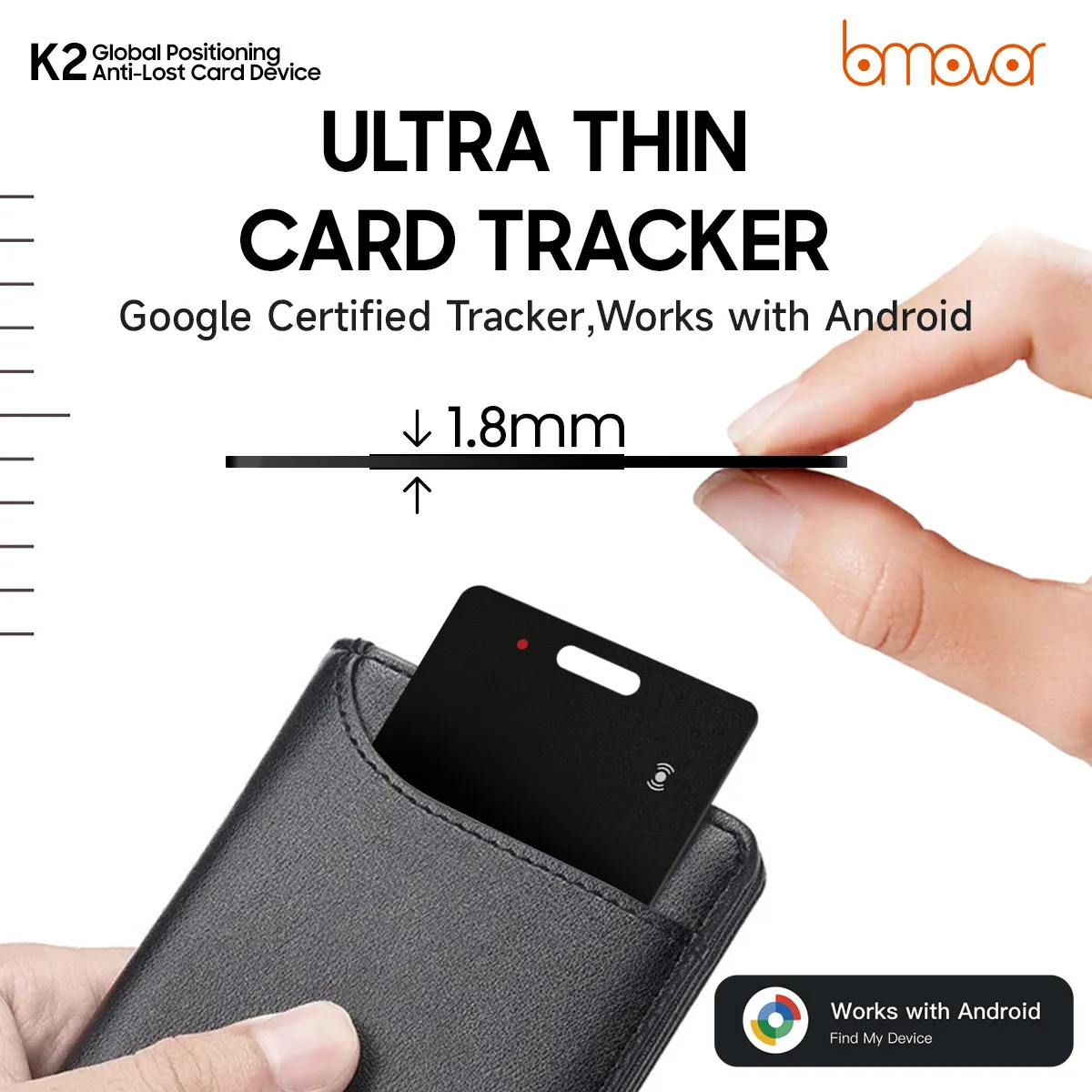Android Wireless Charging Tracking Location Wallet Tracker Card - Waterproof GPS Locator Compatible with Google Find My App