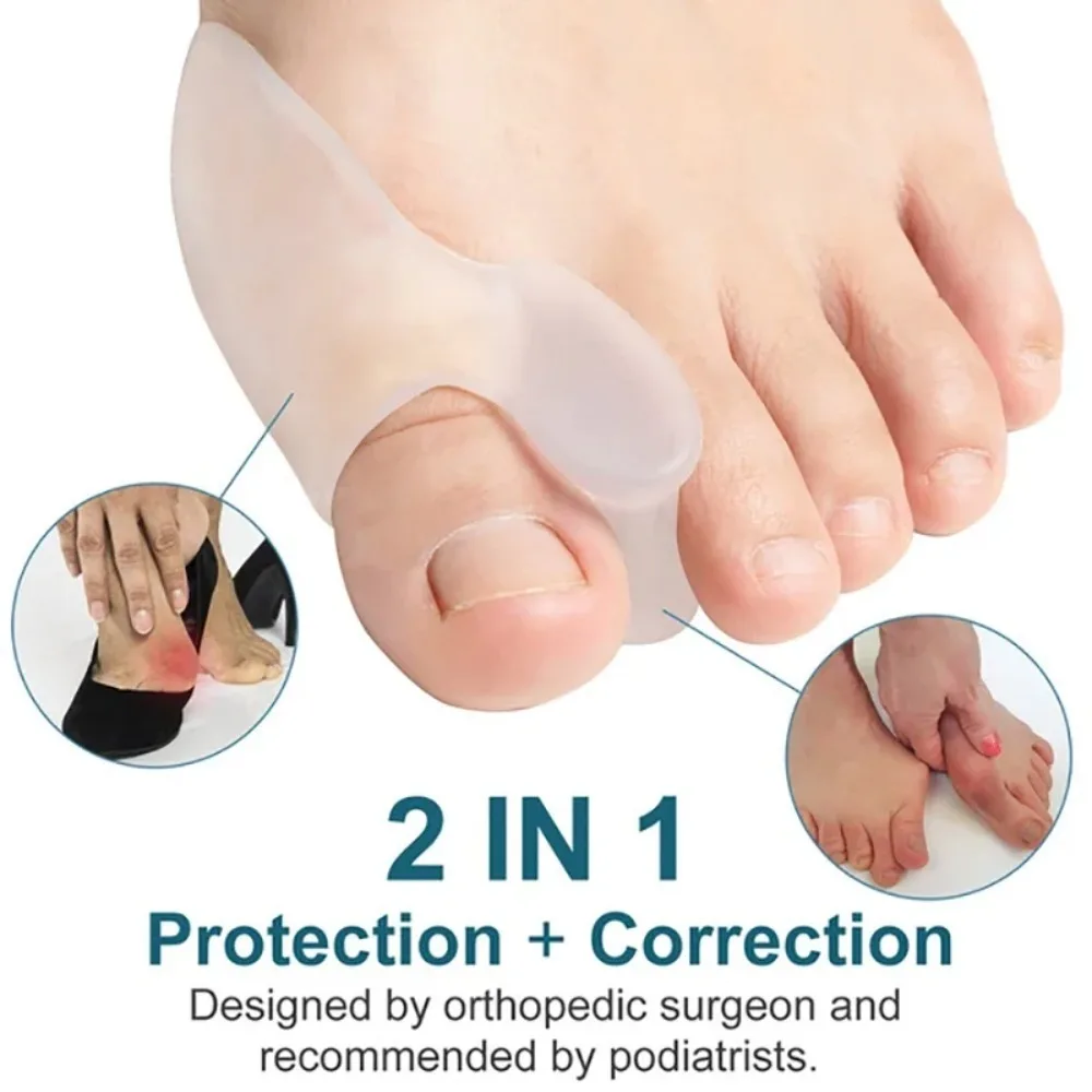 2PCS Silicone Gel Thumb Corrector Bunion Foot Toe Hallux Valgus Protector Separator Finger Straightener Adjuster Foot Care Tool