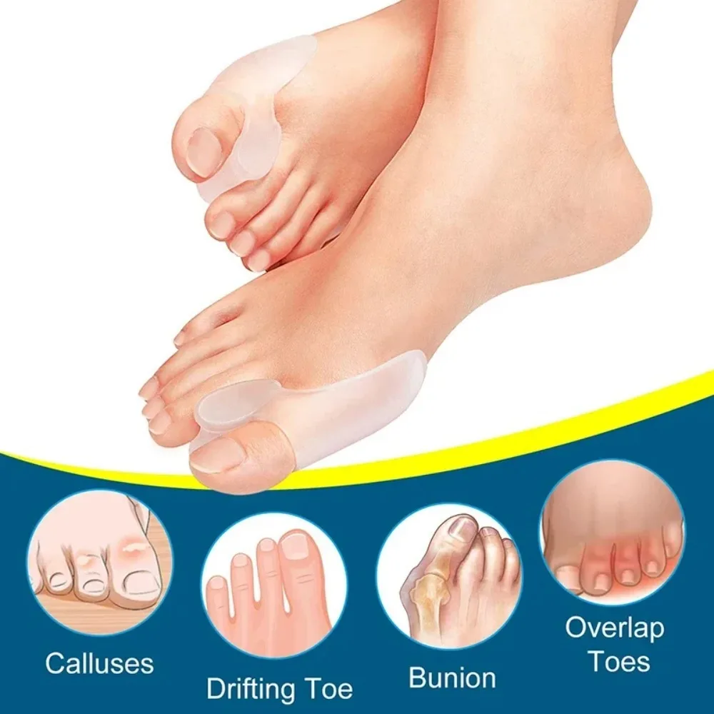 2PCS Silicone Gel Thumb Corrector Bunion Foot Toe Hallux Valgus Protector Separator Finger Straightener Adjuster Foot Care Tool