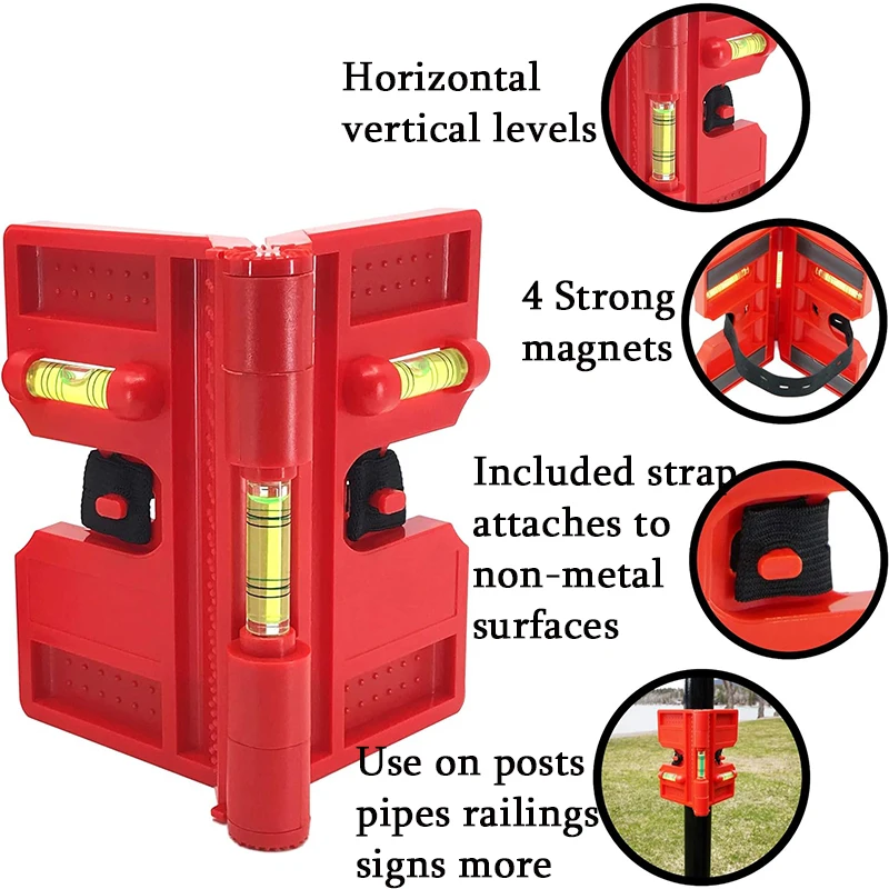 Magnetic Column Level, Adjustable Folding Column Level with Elastic Ring Level, suitable for Pipeline Tree Columns