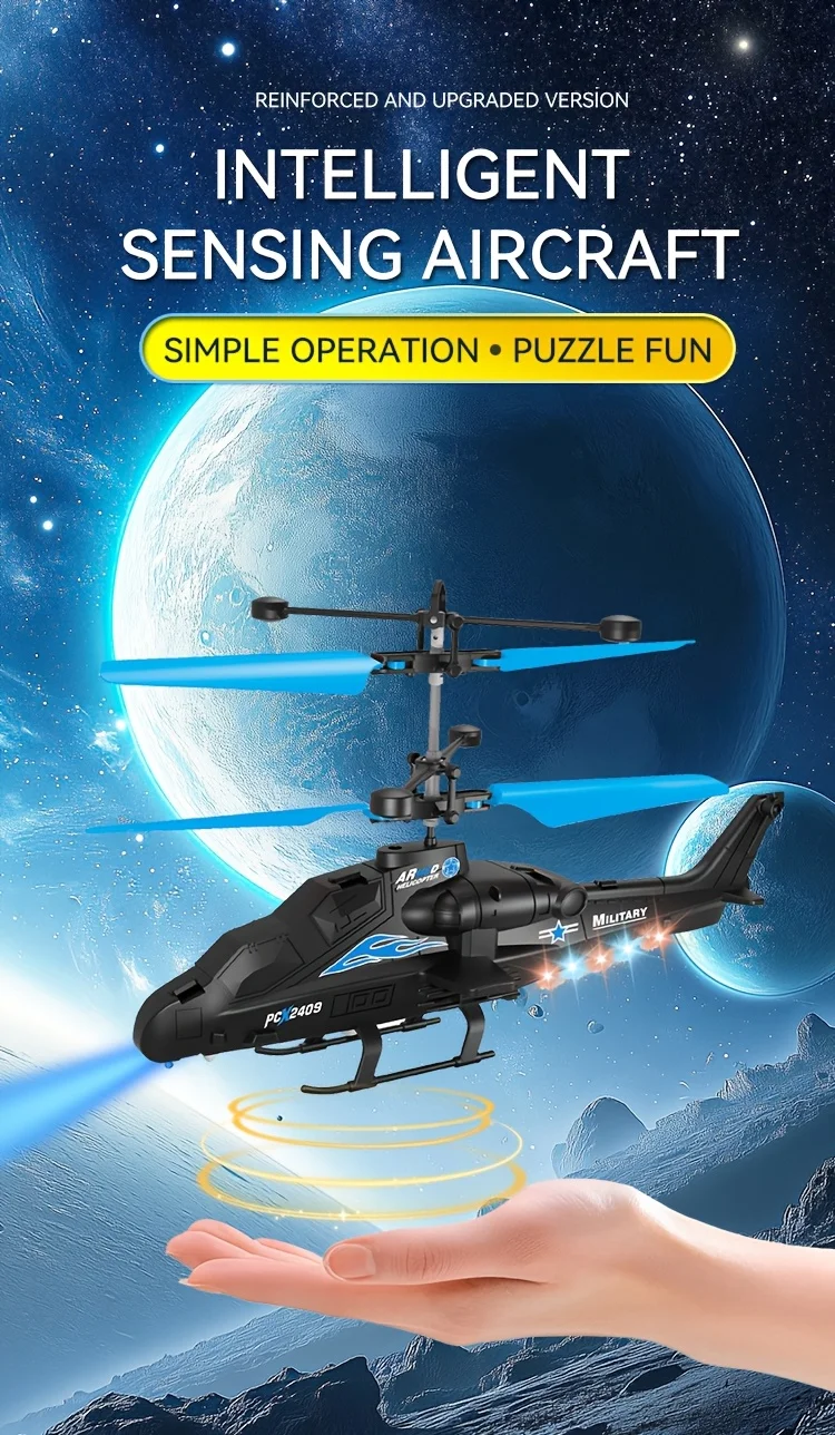 2-Way Remote Control Airplane Infrared Induction Helicopter LED Lights Drone USB Charging Fighter Model Boy Toy