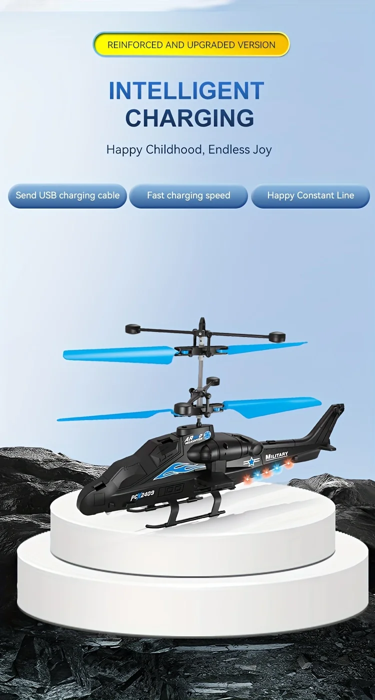 2-Way Remote Control Airplane Infrared Induction Helicopter LED Lights Drone USB Charging Fighter Model Boy Toy
