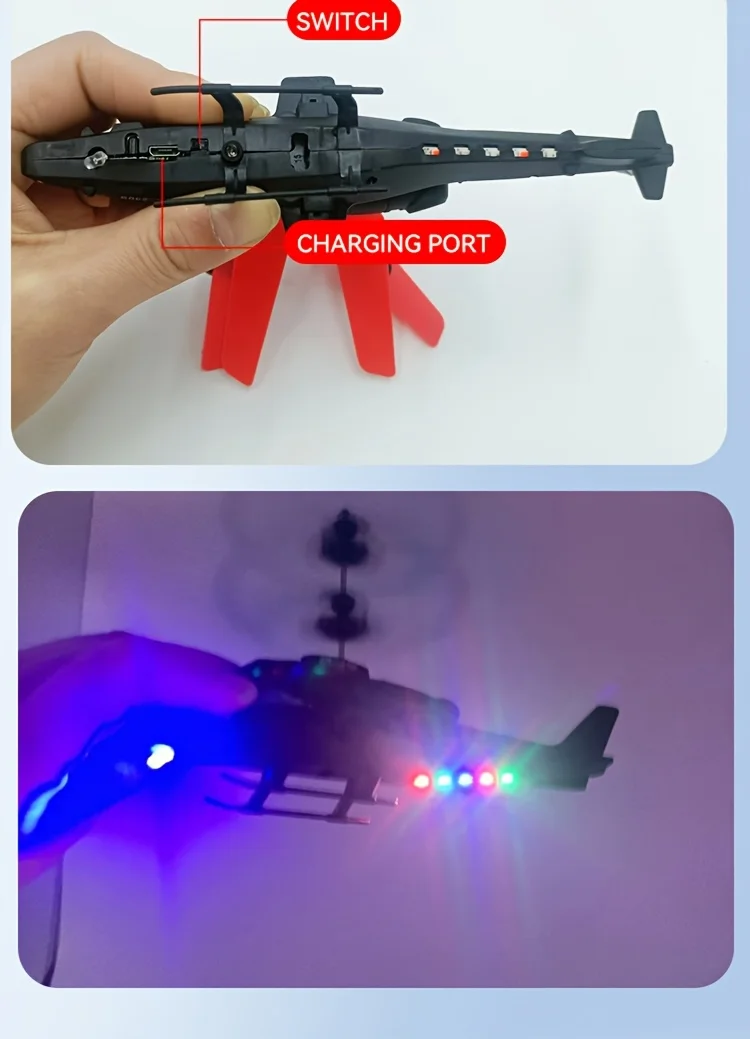 2-Way Remote Control Airplane Infrared Induction Helicopter LED Lights Drone USB Charging Fighter Model Boy Toy