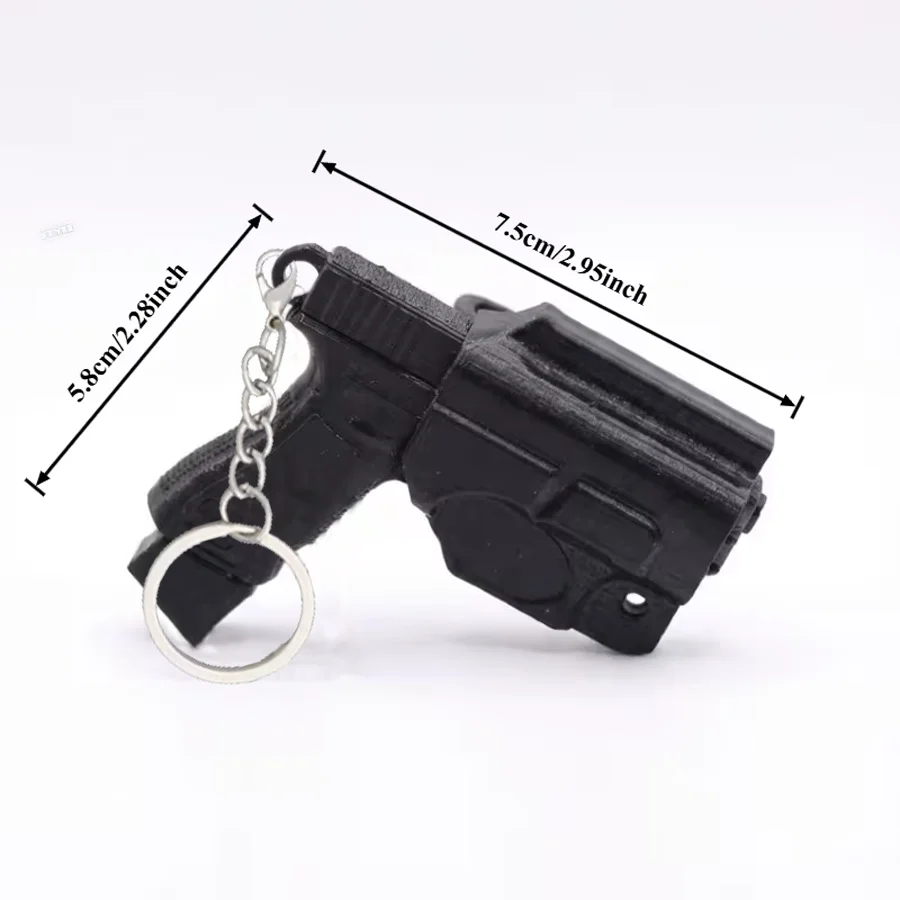 3D Printed Mini Pistol Shaped Car Keychain with Holster Model, Men's Waist Hanging Keychain, Practical Keychain Pendant