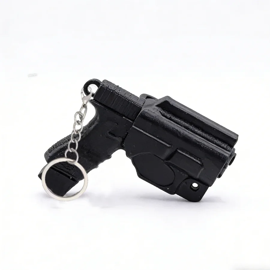 3D Printed Mini Pistol Shaped Car Keychain with Holster Model, Men's Waist Hanging Keychain, Practical Keychain Pendant