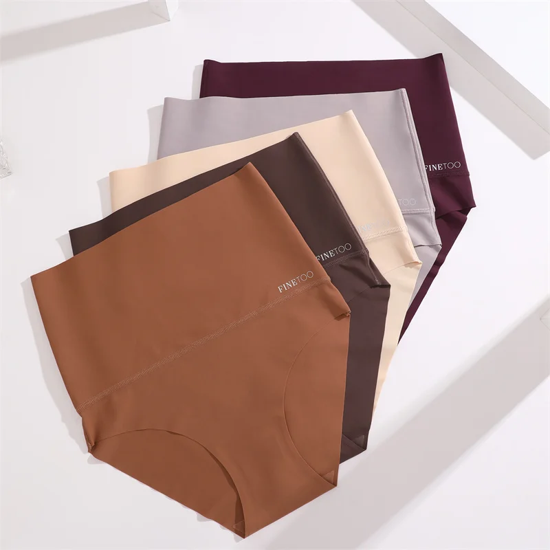 Large Size Women Seamless Panties High Waist Shapewear Elastic Butt Lifter Briefs Solid Ice Silk Breathable Female Underwear