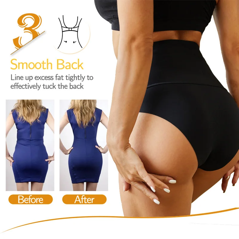 Large Size Women Seamless Panties High Waist Shapewear Elastic Butt Lifter Briefs Solid Ice Silk Breathable Female Underwear