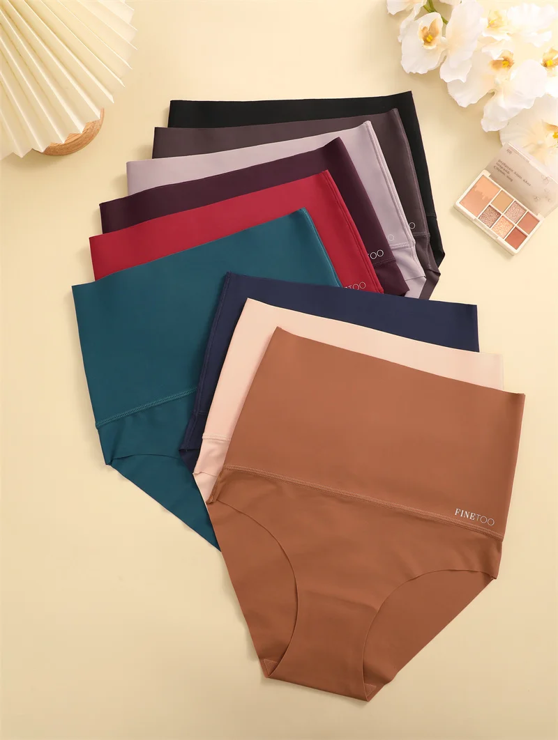 Large Size Women Seamless Panties High Waist Shapewear Elastic Butt Lifter Briefs Solid Ice Silk Breathable Female Underwear