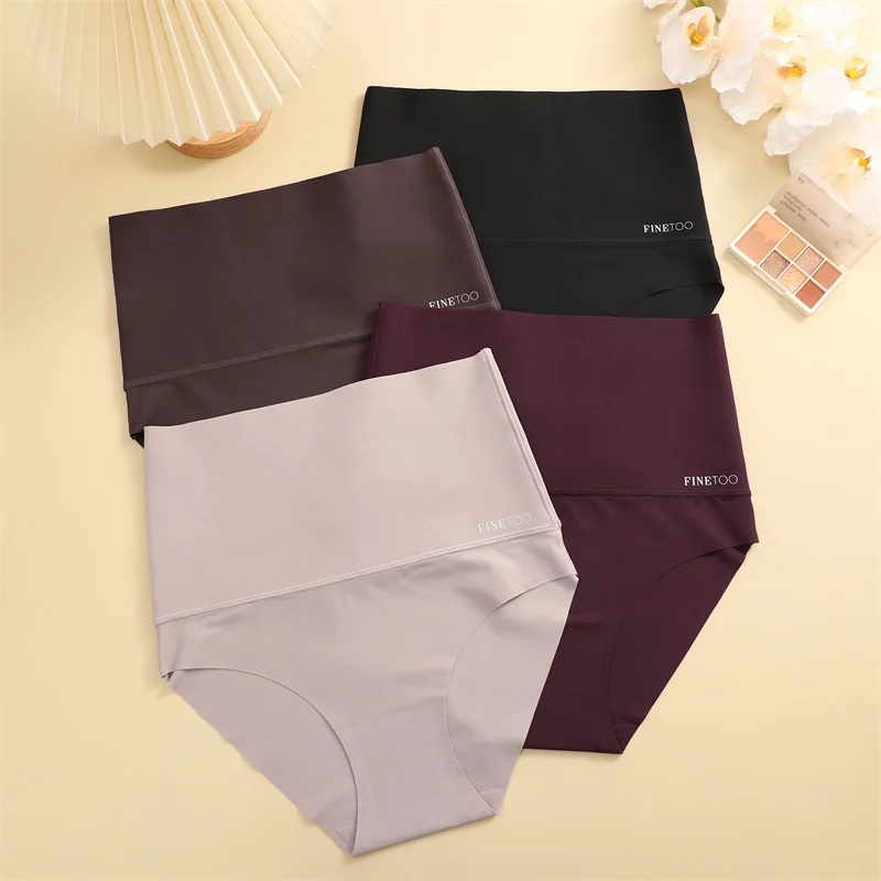 Large Size Women Seamless Panties High Waist Shapewear Elastic Butt Lifter Briefs Solid Ice Silk Breathable Female Underwear