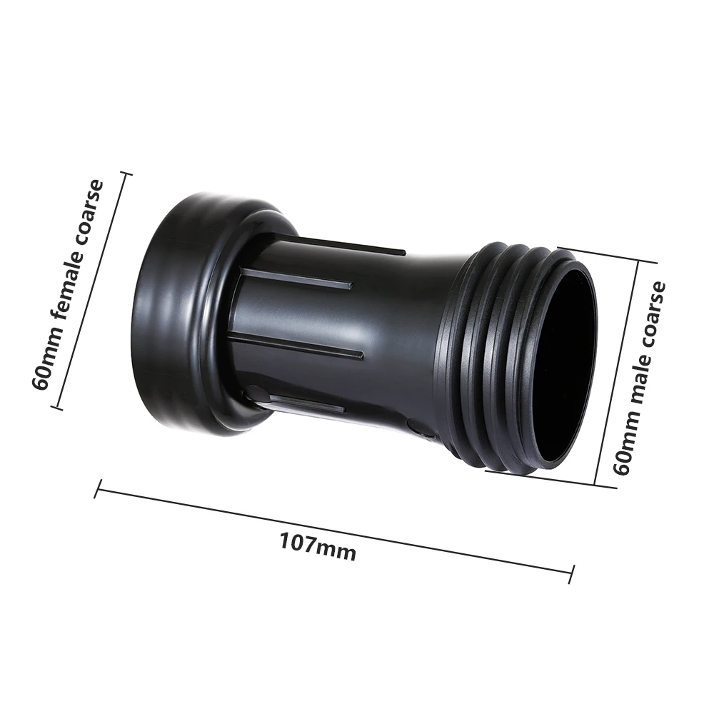 S60*2 IBC Tank Extension Adapter 60mm Coarse Female x Male Plastic Extension Tube for Ton Barrels Water Tank Outlet Connector