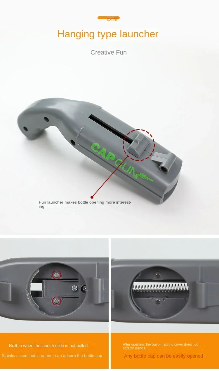 Portable Creative Pistol Bottle Cap Launcher Beer Opener Shooting Cap Gun Multifunctional Home Kitchen Bar Gadget Funny Gift