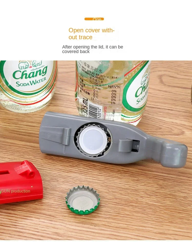 Portable Creative Pistol Bottle Cap Launcher Beer Opener Shooting Cap Gun Multifunctional Home Kitchen Bar Gadget Funny Gift