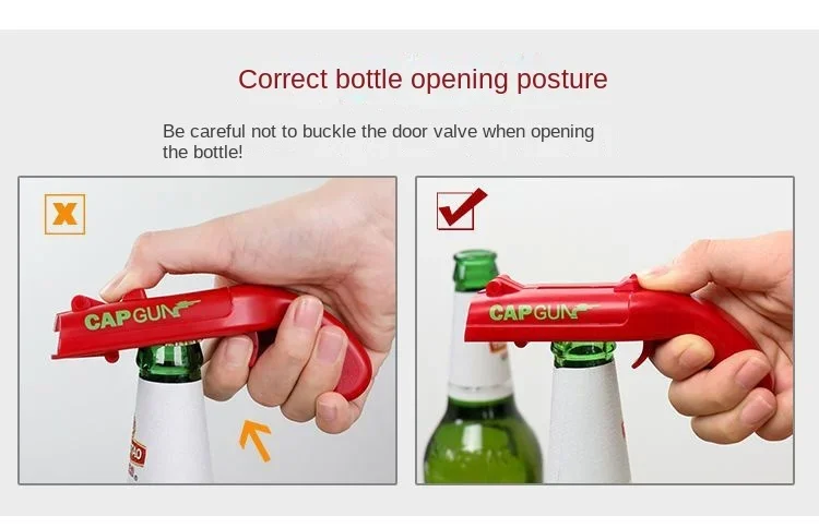 Portable Creative Pistol Bottle Cap Launcher Beer Opener Shooting Cap Gun Multifunctional Home Kitchen Bar Gadget Funny Gift