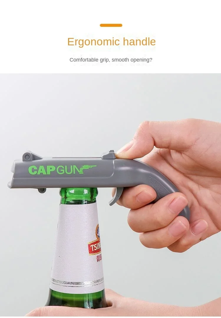 Portable Creative Pistol Bottle Cap Launcher Beer Opener Shooting Cap Gun Multifunctional Home Kitchen Bar Gadget Funny Gift