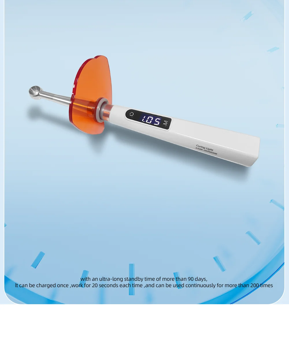 Dental Curing Light Lamp LED 1S Cure 3 Modes Curable Resin One Second Cure Dentistry Equipment Photopolymerizer Lamp 3500mW/cm²