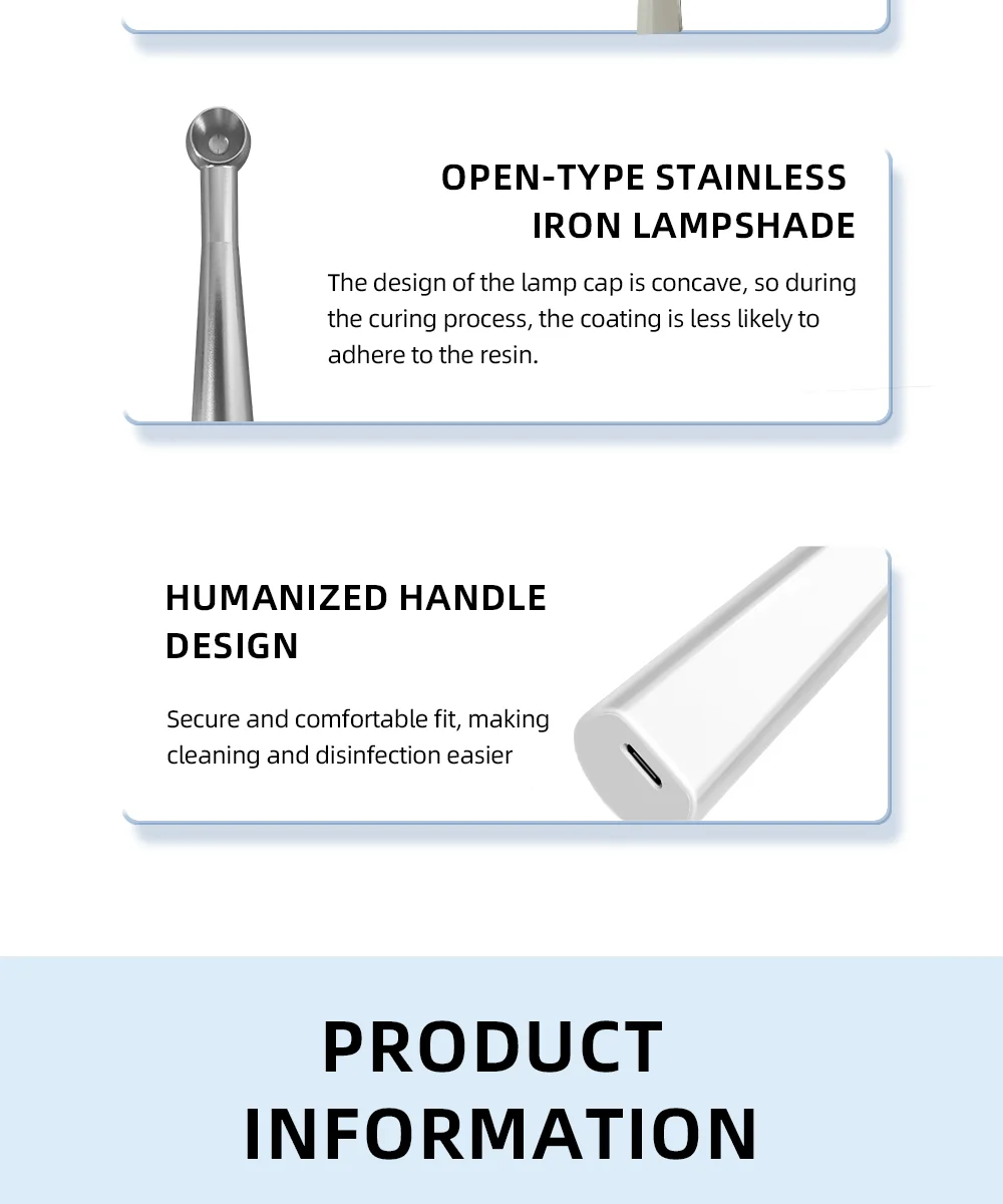 Dental Curing Light Lamp LED 1S Cure 3 Modes Curable Resin One Second Cure Dentistry Equipment Photopolymerizer Lamp 3500mW/cm²