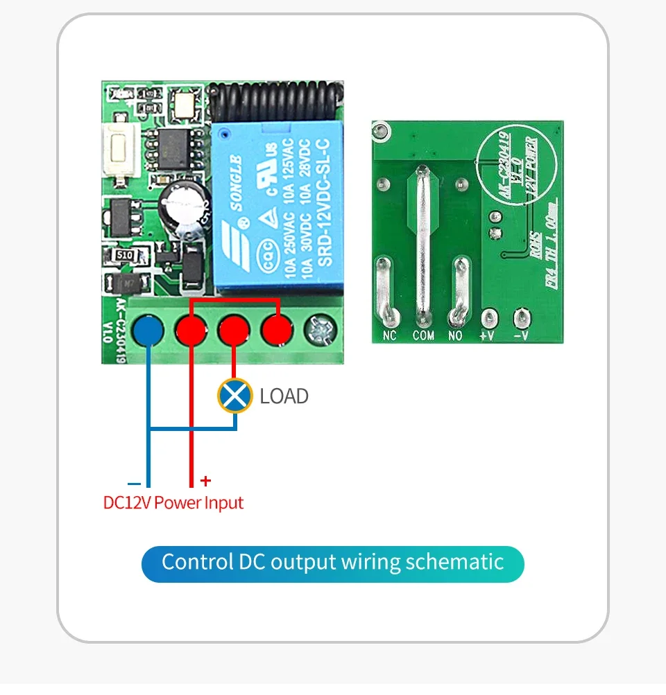 DC 12V 433Mhz RF Wireless Remote Control Switch Relay 1CH Receiver Module For LED Door Electromagnetic Lock DIY