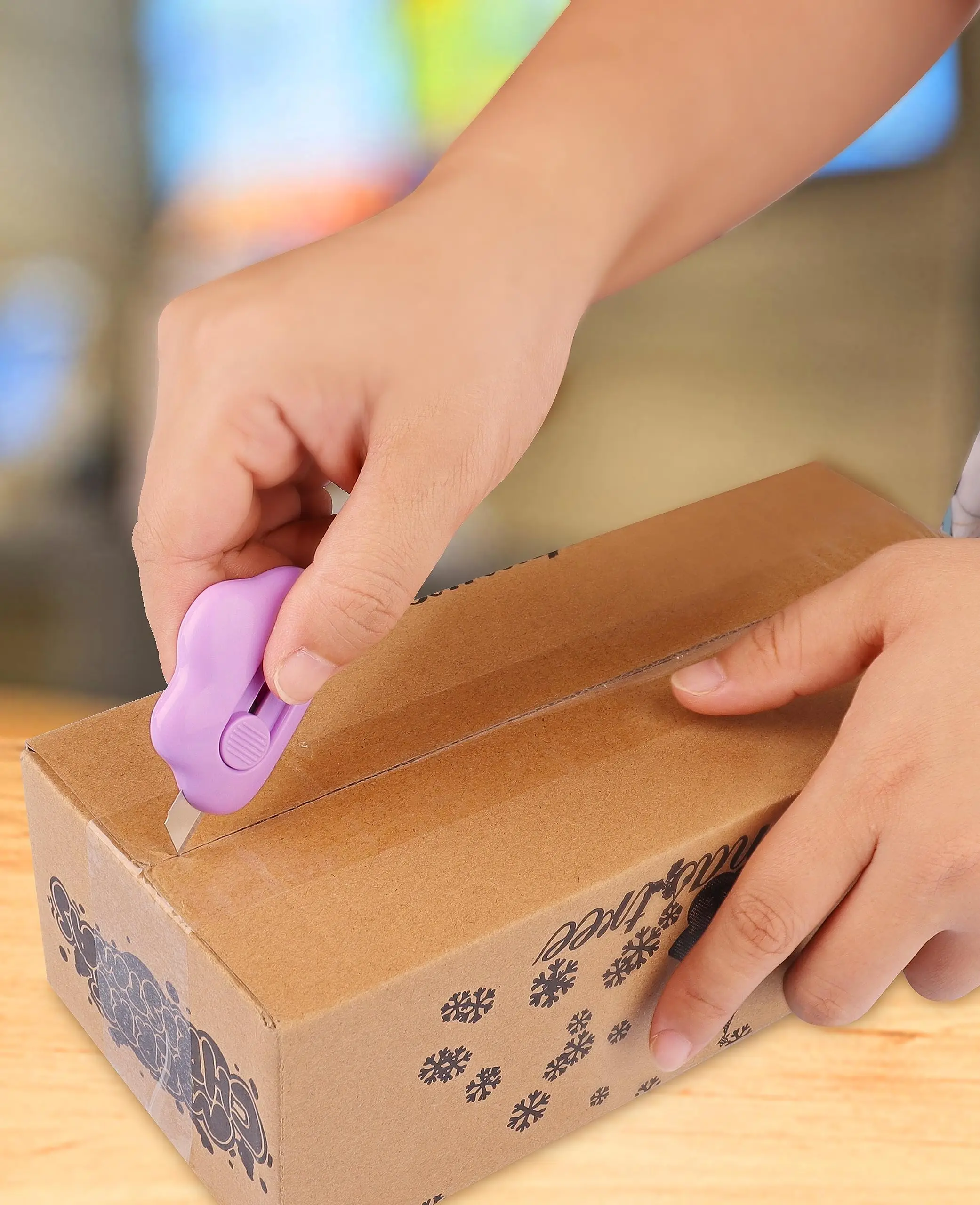 Retractable Mini Letter Opener Cutter, Cute Cloud Design Paper Knife for Envelope Package Box DIY, Keychain Tool for Kids