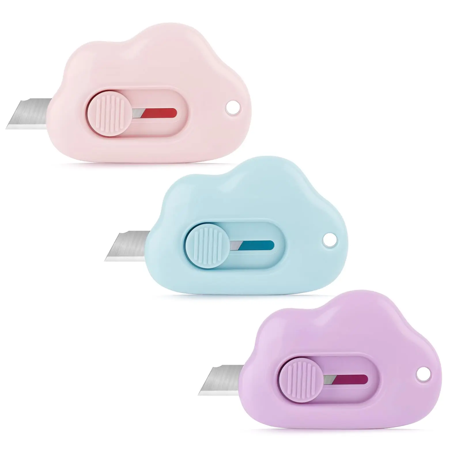 Retractable Mini Letter Opener Cutter, Cute Cloud Design Paper Knife for Envelope Package Box DIY, Keychain Tool for Kids