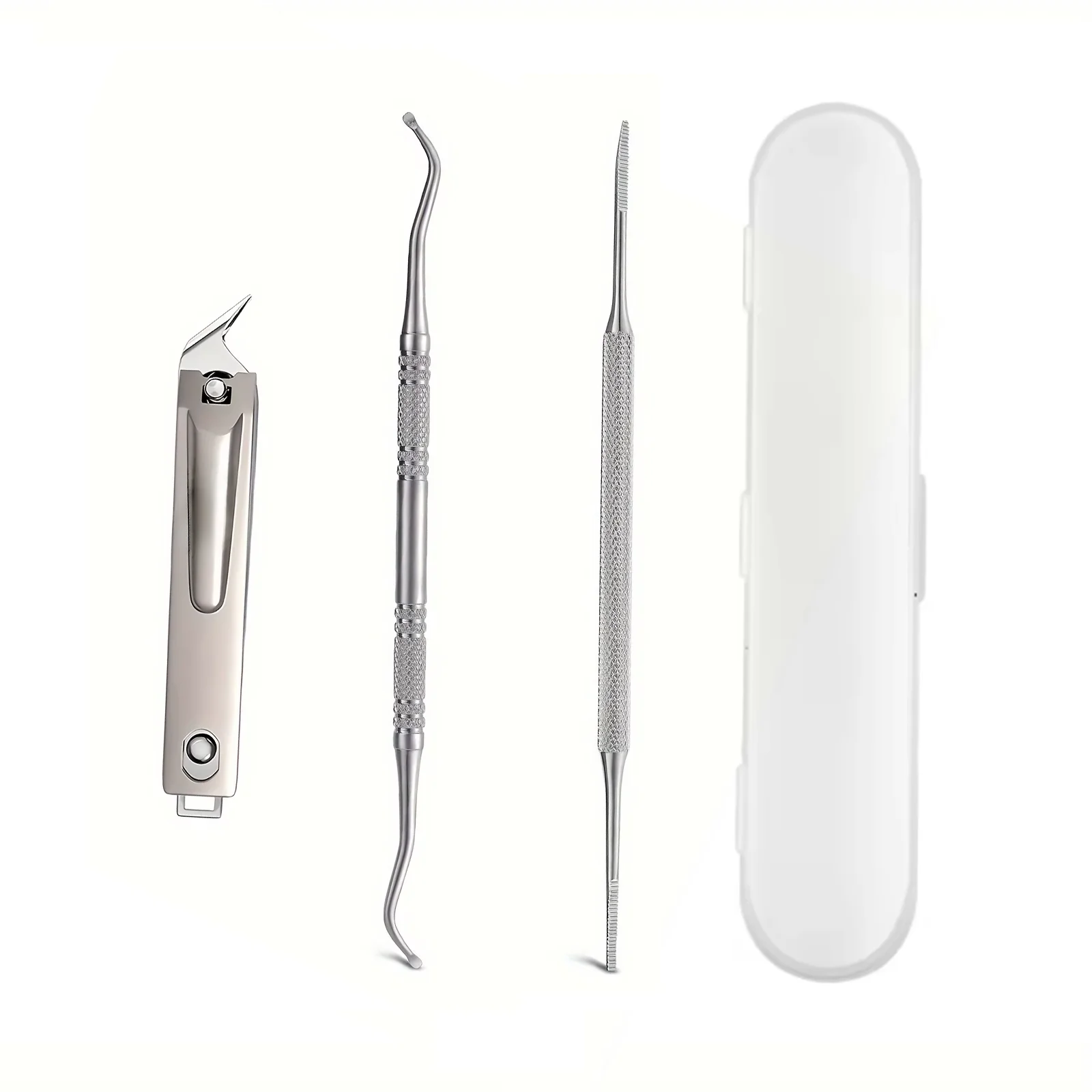 3pcs Set Professional Endogenous Toenail Suit: Stainless Steel File with Lifter and Storage Box-No Odor, Foot and Nail Care