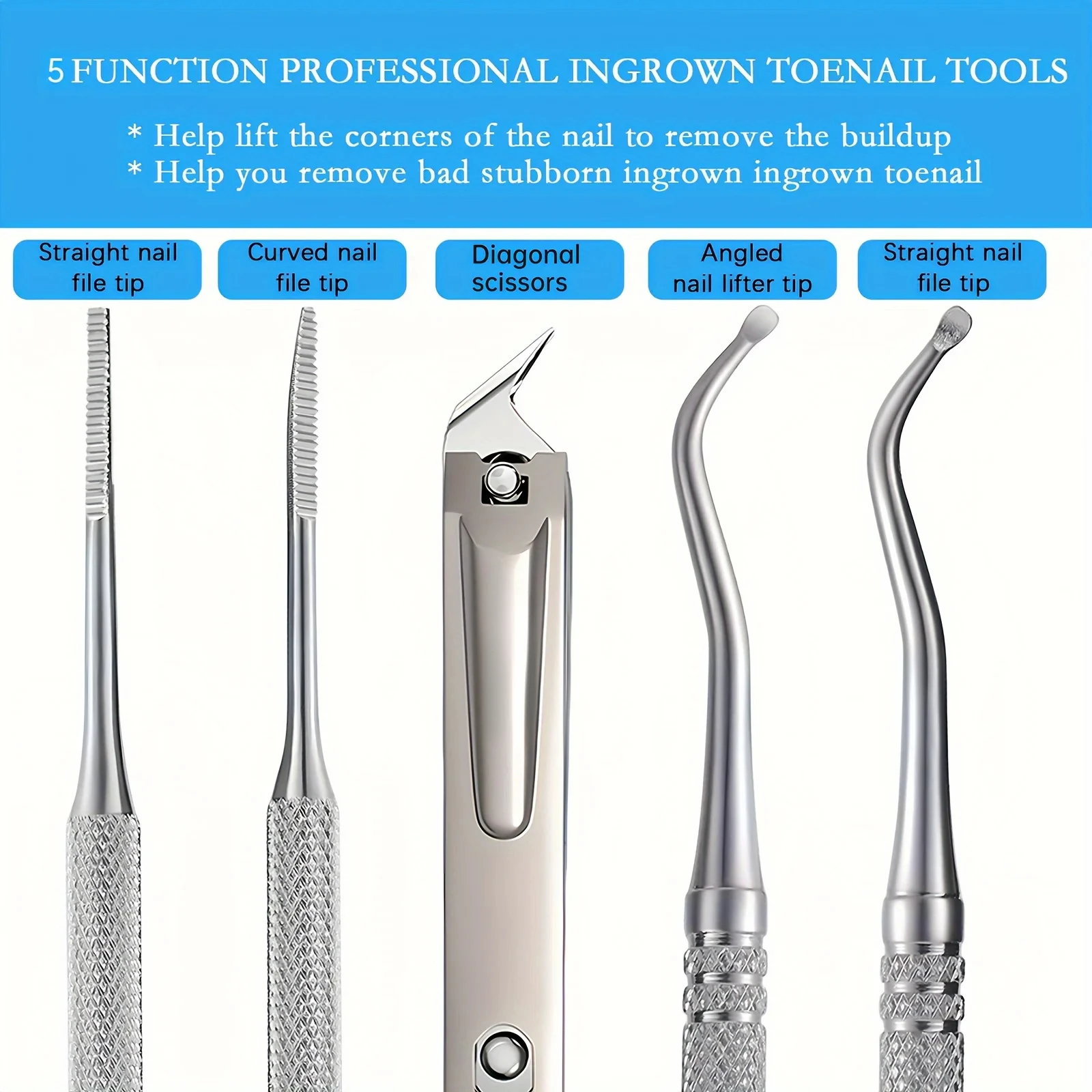 3pcs Set Professional Endogenous Toenail Suit: Stainless Steel File with Lifter and Storage Box-No Odor, Foot and Nail Care