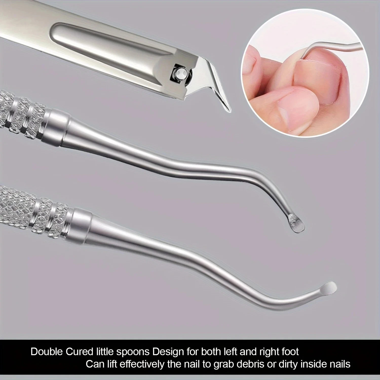 3pcs Set Professional Endogenous Toenail Suit: Stainless Steel File with Lifter and Storage Box-No Odor, Foot and Nail Care