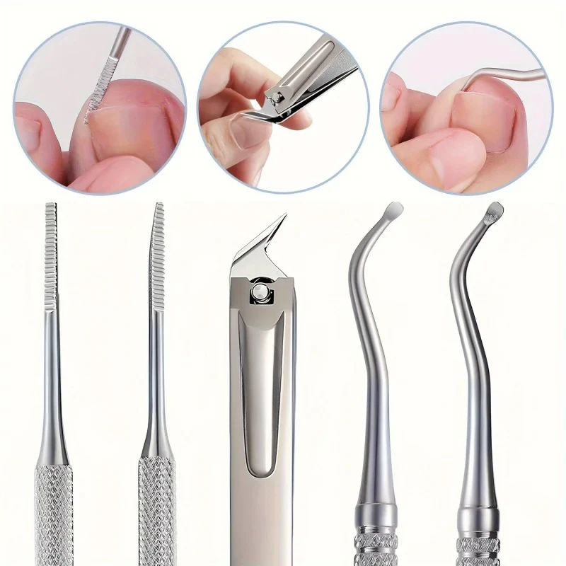 3pcs Set Professional Endogenous Toenail Suit: Stainless Steel File with Lifter and Storage Box-No Odor, Foot and Nail Care