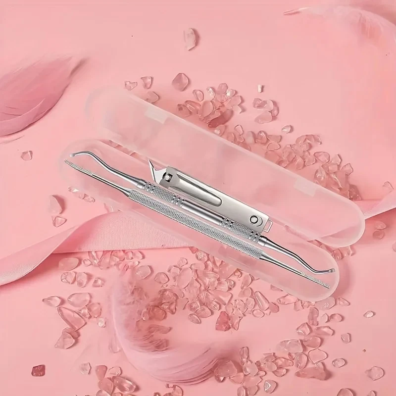 3pcs Set Professional Endogenous Toenail Suit: Stainless Steel File with Lifter and Storage Box-No Odor, Foot and Nail Care