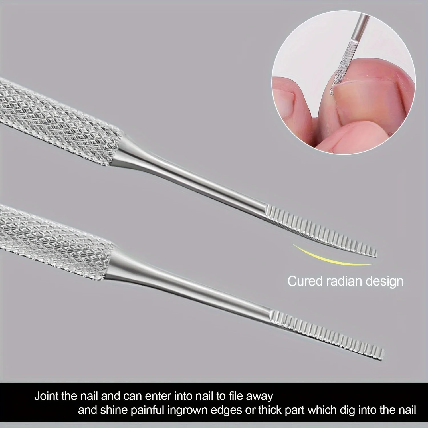 3pcs Set Professional Endogenous Toenail Suit: Stainless Steel File with Lifter and Storage Box-No Odor, Foot and Nail Care