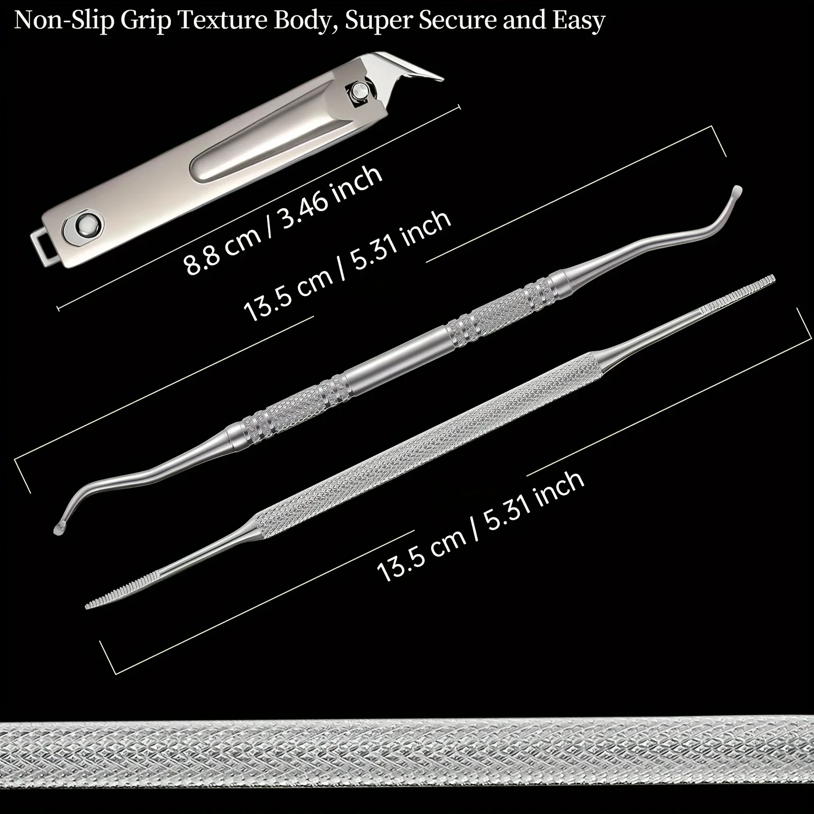 3pcs Set Professional Endogenous Toenail Suit: Stainless Steel File with Lifter and Storage Box-No Odor, Foot and Nail Care