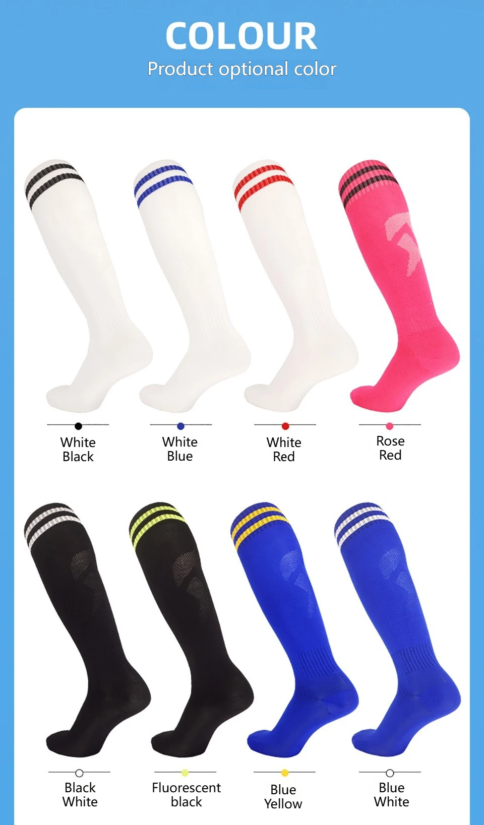 Loogdeel Football Socks Long Tube Knee Cotton Adults Children Legging Stockings Non-slip Soccer Baseball Running Sports Socks