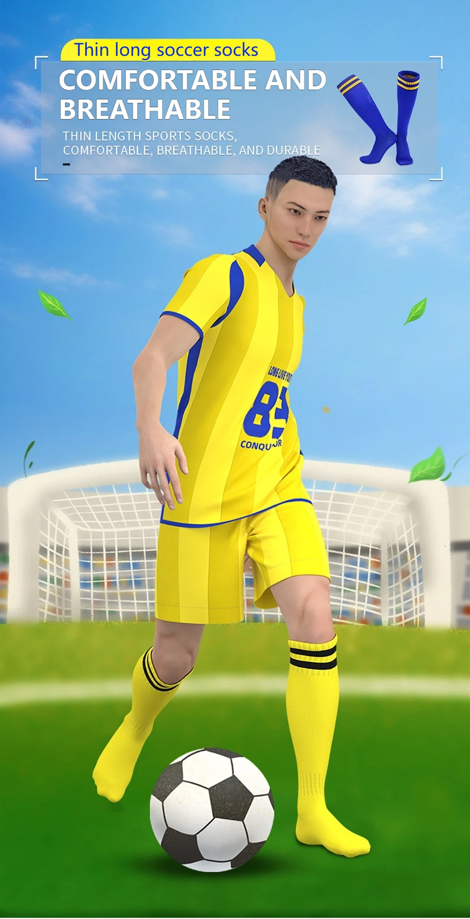 Loogdeel Football Socks Long Tube Knee Cotton Adults Children Legging Stockings Non-slip Soccer Baseball Running Sports Socks