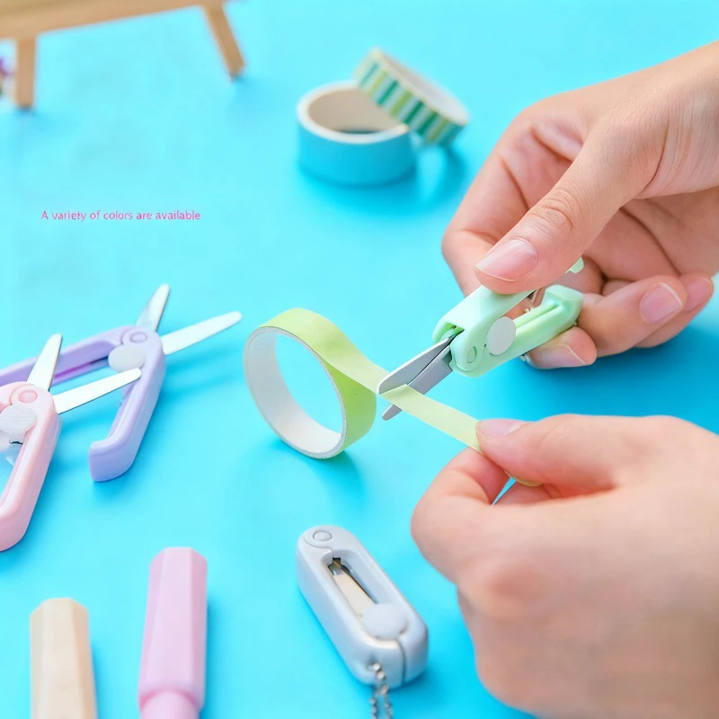 Mini Portable Portable Small Scissors Creative Paper-cutting Notebook Tool That Can Be Extended and Folded