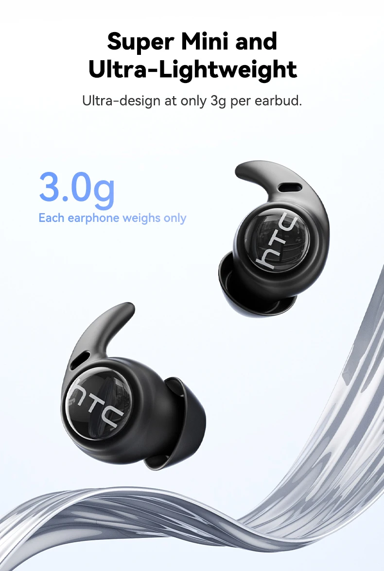 HTC NE76 Bluetooth Earphones, AI Translator Earbuds Mini Invisible Sleep Earbuds Soft Wireless Headphones Orange