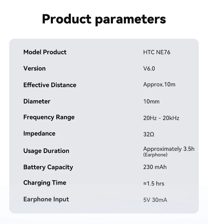 HTC NE76 Bluetooth Earphones, AI Translator Earbuds Mini Invisible Sleep Earbuds Soft Wireless Headphones Orange