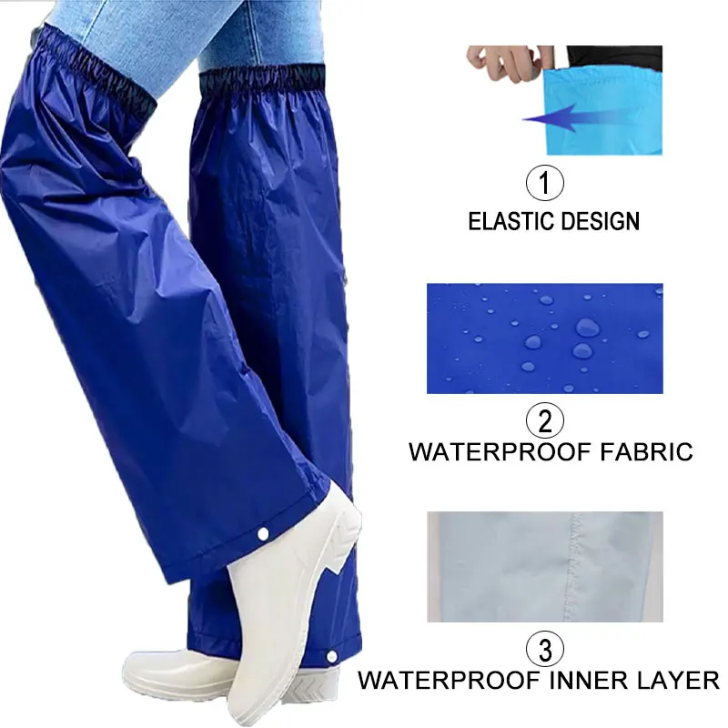 1 Pair Packable Rain Pants – Waterproof Outdoor Leg Cover Lightweight for Hiking Camping Travel Unisex